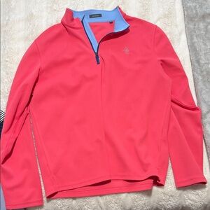 Turtleson Coral Quarter-Zip with Light Blue Trim